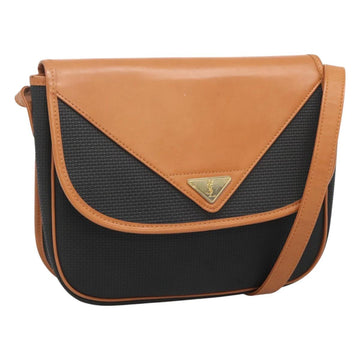 SAINT LAURENT Shoulder Bag PVC Black Gold Auth 127010