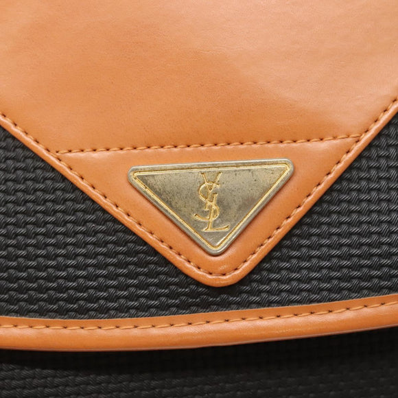 SAINT LAURENT Shoulder Bag PVC Black Gold Auth 127010