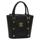 MCM Studs Hand Bag Leather Black Gold Auth 127014-1