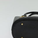 MCM Studs Hand Bag Leather Black Gold Auth 127014-9