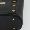 MCM Studs Hand Bag Leather Black Gold Auth 127014-14
