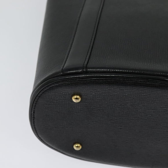 MCM Studs Hand Bag Leather Black Gold Auth 127014