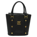 MCM Studs Hand Bag Leather Black Gold Auth 127014-13