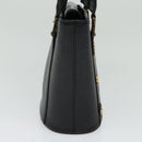 MCM Studs Hand Bag Leather Black Gold Auth 127014-3
