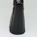 MCM Studs Hand Bag Leather Black Gold Auth 127014-4