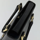 MCM Studs Hand Bag Leather Black Gold Auth 127014-6