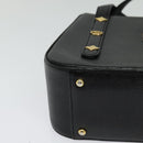 MCM Studs Hand Bag Leather Black Gold Auth 127015-10