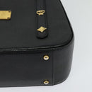 MCM Studs Hand Bag Leather Black Gold Auth 127015-11