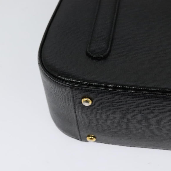 MCM Studs Hand Bag Leather Black Gold Auth 127015