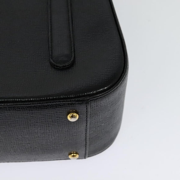 MCM Studs Hand Bag Leather Black Gold Auth 127015