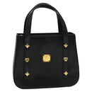 MCM Studs Hand Bag Leather Black Gold Auth 127015-2