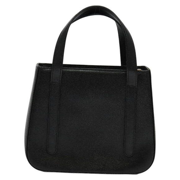 MCM Studs Hand Bag Leather Black Gold Auth 127015