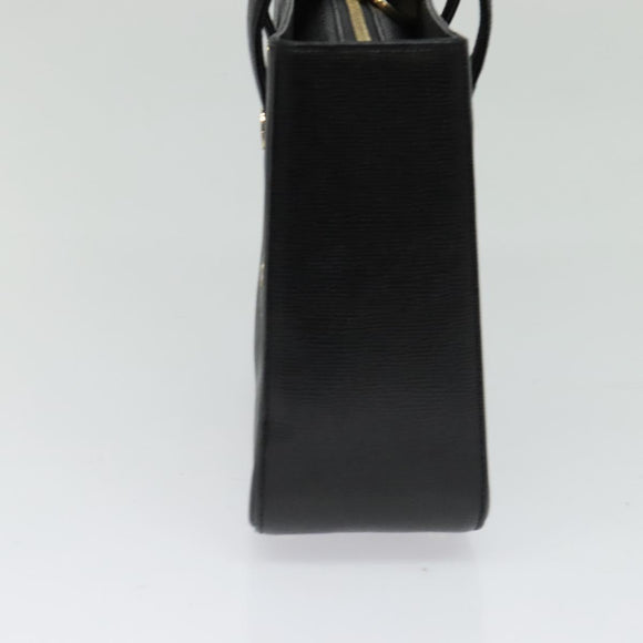 MCM Studs Hand Bag Leather Black Gold Auth 127015