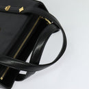 MCM Studs Hand Bag Leather Black Gold Auth 127015-7