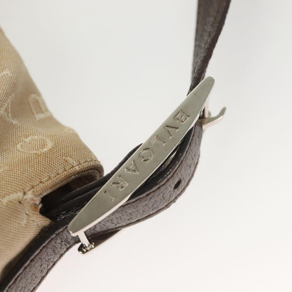 BVLGARI Logo Mania Shoulder Bag Canvas Beige Silver Auth 127021