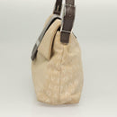 BVLGARI Logo Mania Shoulder Bag Canvas Beige Silver Auth 127021-3