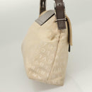 BVLGARI Logo Mania Shoulder Bag Canvas Beige Silver Auth 127021-4