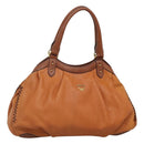 MCM Shoulder Bag Leather Brown Gold Auth 127023-1