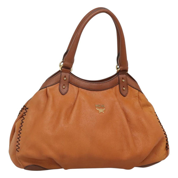 MCM Shoulder Bag Leather Brown Gold Auth 127023