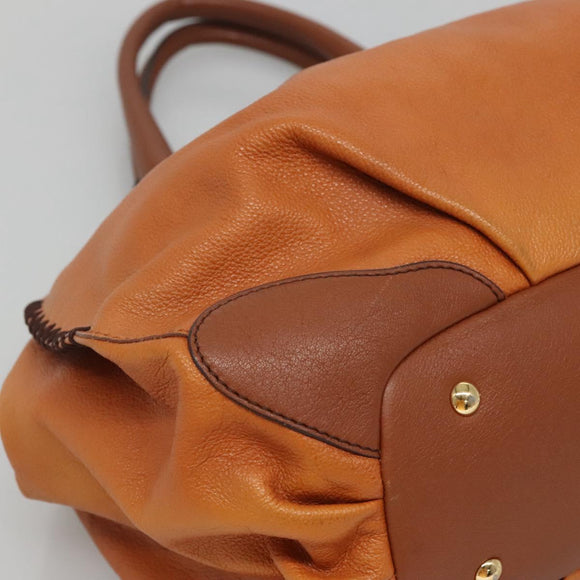 MCM Shoulder Bag Leather Brown Gold Auth 127023