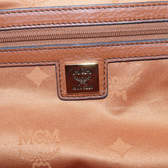 MCM Shoulder Bag Leather Brown Gold Auth 127023