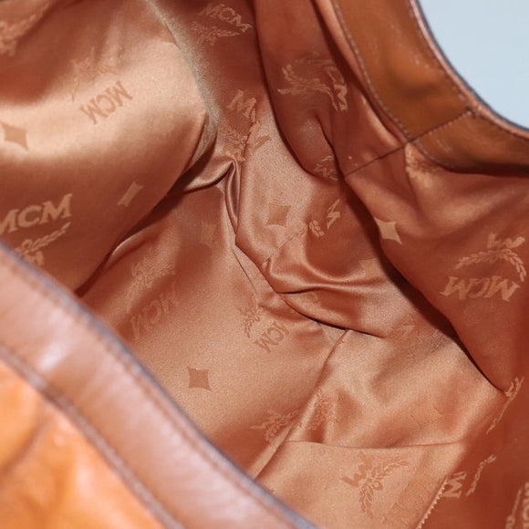 MCM Shoulder Bag Leather Brown Gold Auth 127023