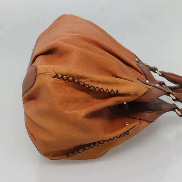 MCM Shoulder Bag Leather Brown Gold Auth 127023