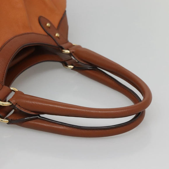 MCM Shoulder Bag Leather Brown Gold Auth 127023