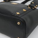 MCM Studs Tote Bag Leather Black Gold Auth 127024-10