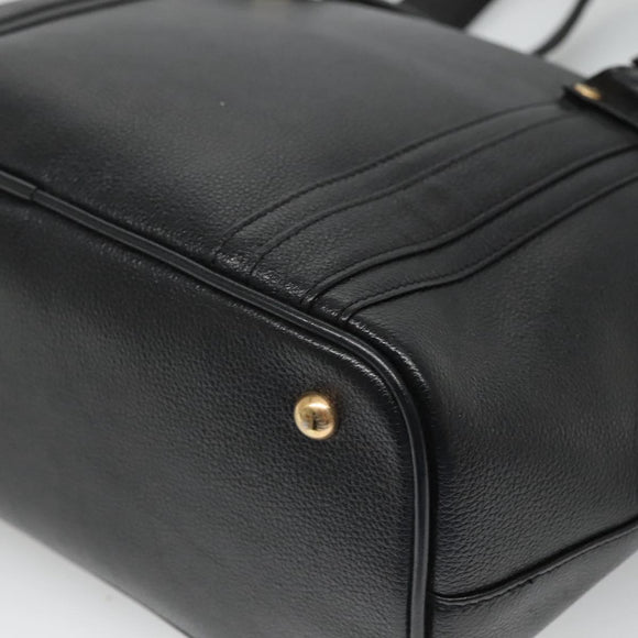 MCM Studs Tote Bag Leather Black Gold Auth 127024