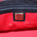 MCM Studs Tote Bag Leather Black Gold Auth 127024-16