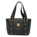 MCM Studs Tote Bag Leather Black Gold Auth 127024-2