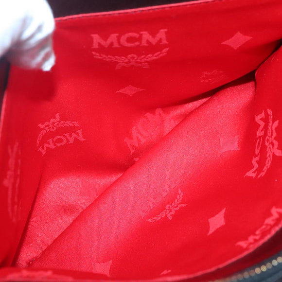 MCM Studs Tote Bag Leather Black Gold Auth 127024