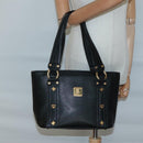 MCM Studs Tote Bag Leather Black Gold Auth 127024-23