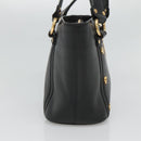 MCM Studs Tote Bag Leather Black Gold Auth 127024-4