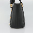 MCM Studs Tote Bag Leather Black Gold Auth 127024-5