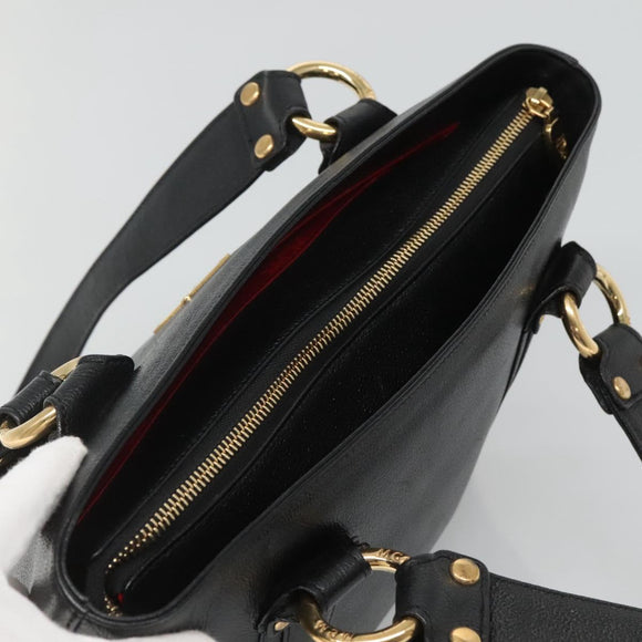 MCM Studs Tote Bag Leather Black Gold Auth 127024