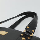MCM Studs Tote Bag Leather Black Gold Auth 127024-8