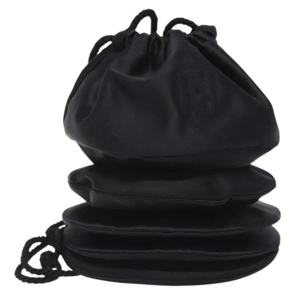 FENDI Shoulder Bag Satin Black Auth 127026
