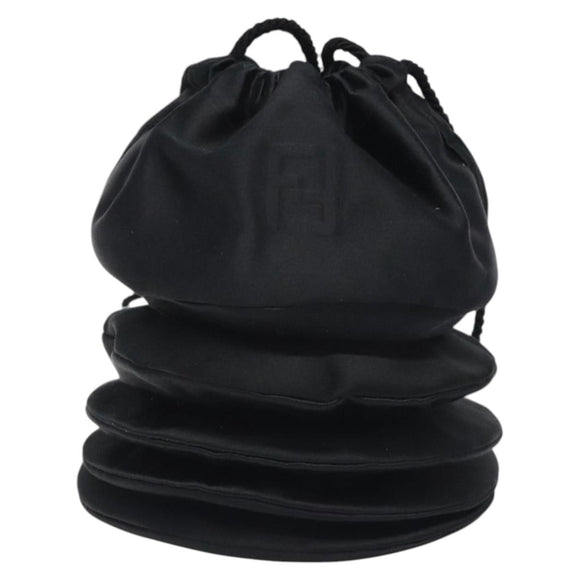 FENDI Shoulder Bag Satin Black Auth 127026