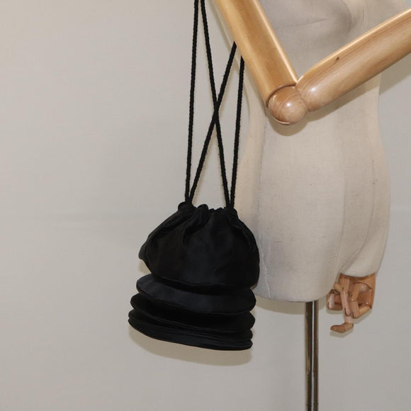 FENDI Shoulder Bag Satin Black Auth 127026