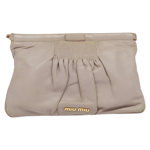 Miu Miu Clutch Bag Leather Pink Auth 127041