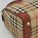 Burberrys Nova Check Hand Bag PVC Beige Gold Auth 127046-14