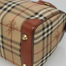 Burberrys Nova Check Hand Bag PVC Beige Gold Auth 127046-15
