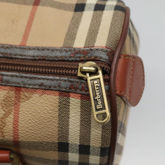 Burberrys Nova Check Hand Bag PVC Beige Gold Auth 127046