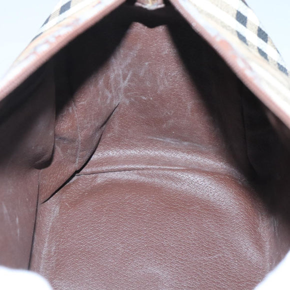 Burberrys Nova Check Hand Bag PVC Beige Gold Auth 127046