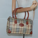 Burberrys Nova Check Hand Bag PVC Beige Gold Auth 127046-20