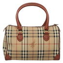 Burberrys Nova Check Hand Bag PVC Beige Gold Auth 127046-2