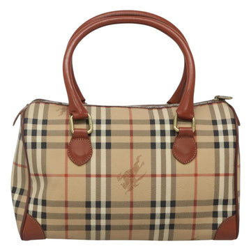 Burberrys Nova Check Hand Bag PVC Beige Gold Auth 127046 - 0