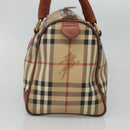 Burberrys Nova Check Hand Bag PVC Beige Gold Auth 127046-4